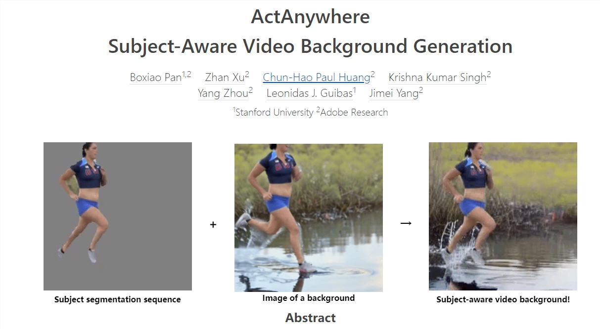 Adobe发布视频模型(ActAnywhere)：可根据主体运动生成背景