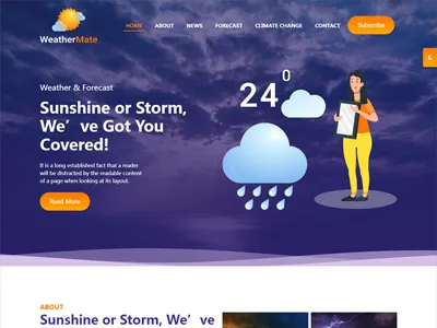 HTML响应式天气预报网站源码