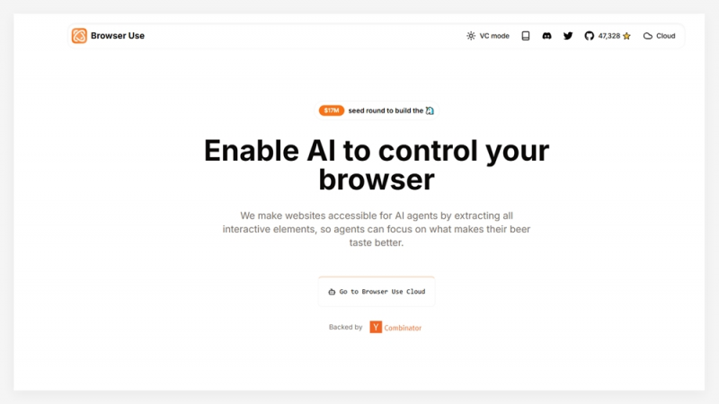 Browser Use 获1700万美元融资，打造 AI 代理网页浏览"翻译层"