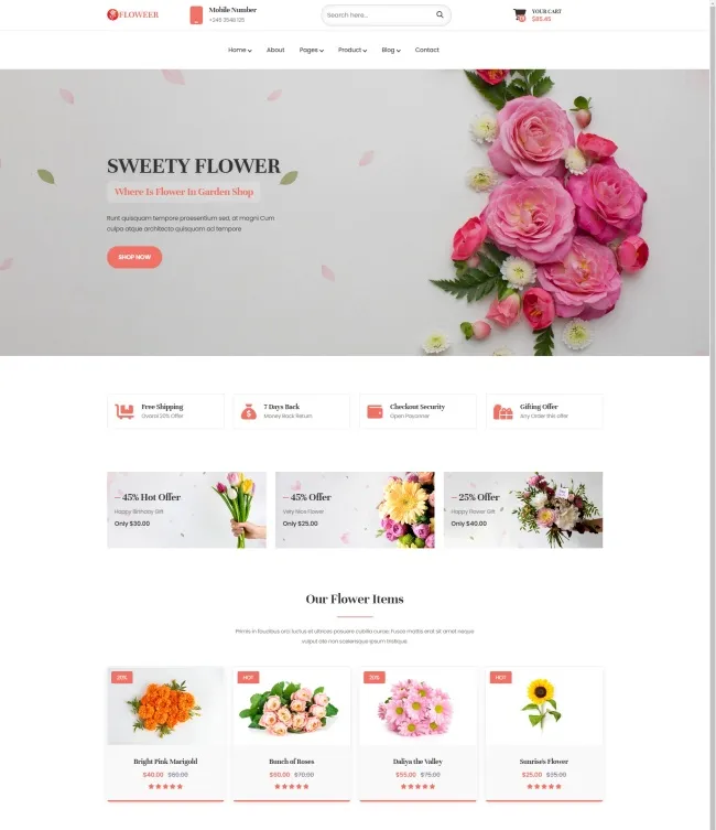 HTML5响应式鲜花商城网站模板