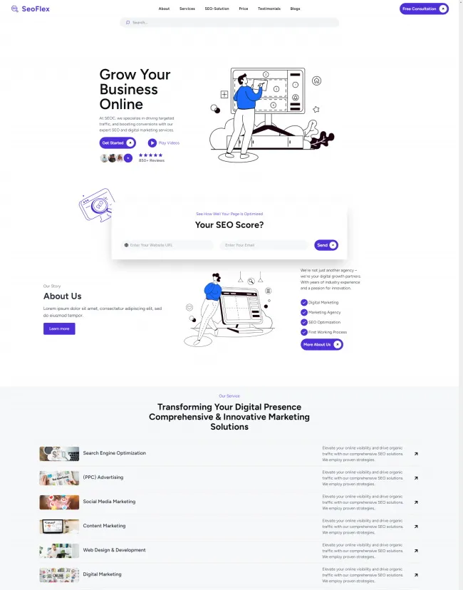 HTML白色大气专业SEO排名优化公司网站源码