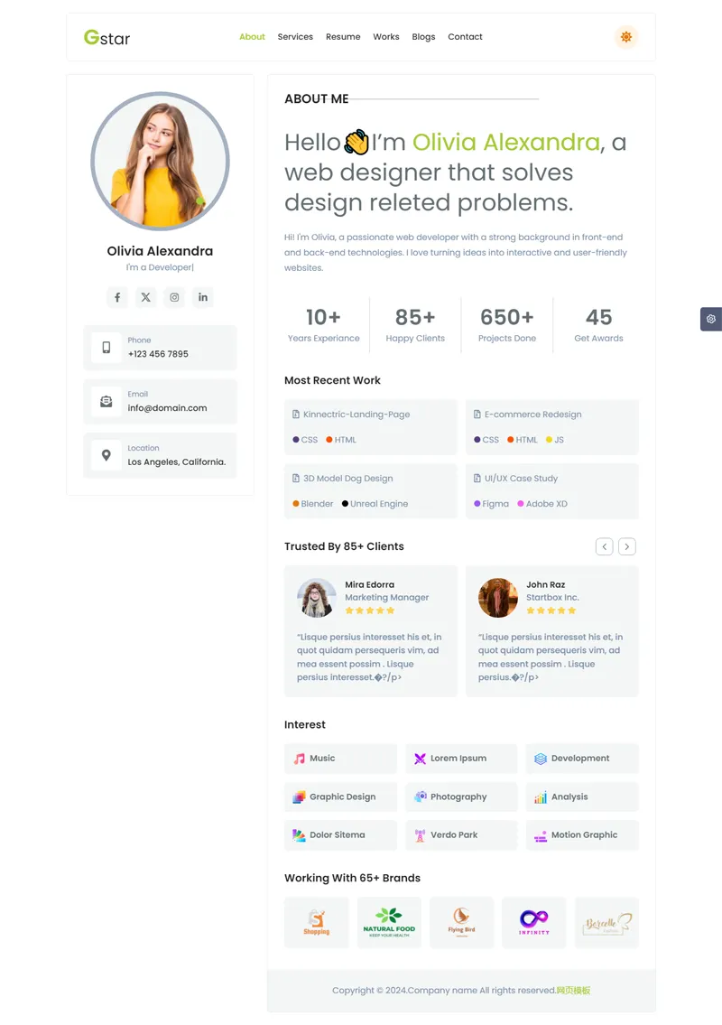HTML5响应式网页设计师个人主页源码 HTML5响应式网页设计师个人主页源码