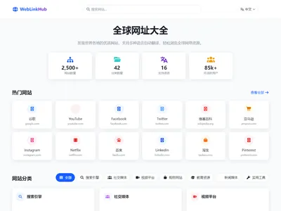 HTML静态全球网址大全导航网站源码(支持多语言)